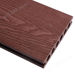 湖州木塑材料厂家批发红木色圆孔木纹塑木地板